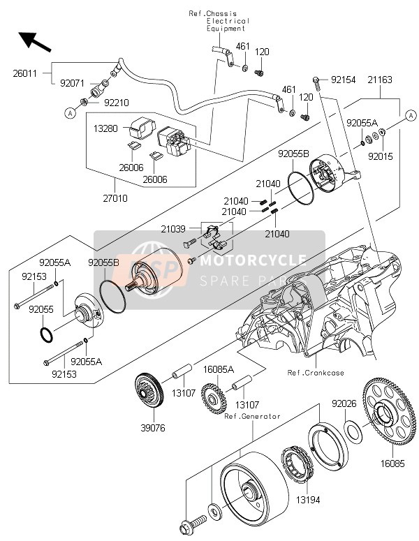 Kawasaki ER-6F ABS 2015 Startmotor voor een 2015 Kawasaki ER-6F ABS