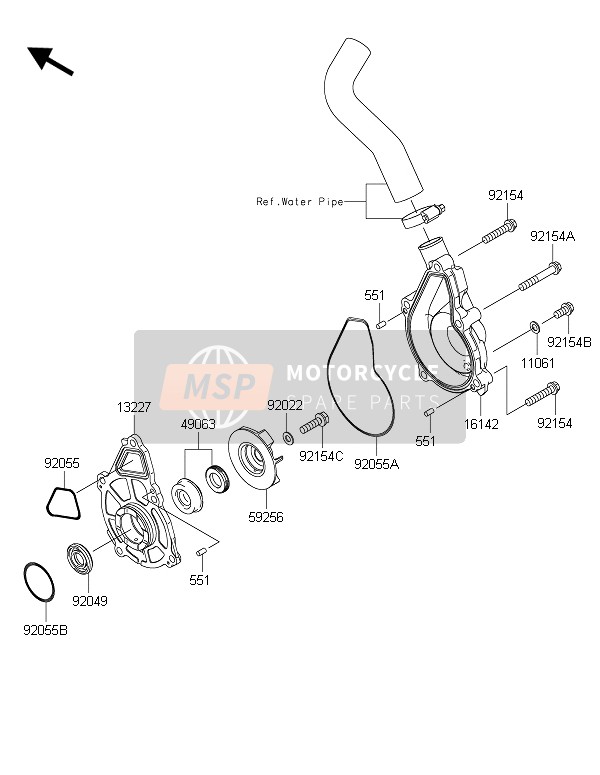 Kawasaki ER-6F ABS 2015 Water Pump for a 2015 Kawasaki ER-6F ABS