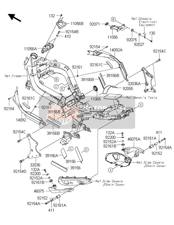 Kawasaki ER-6F ABS 2015 Raccords de cadre pour un 2015 Kawasaki ER-6F ABS