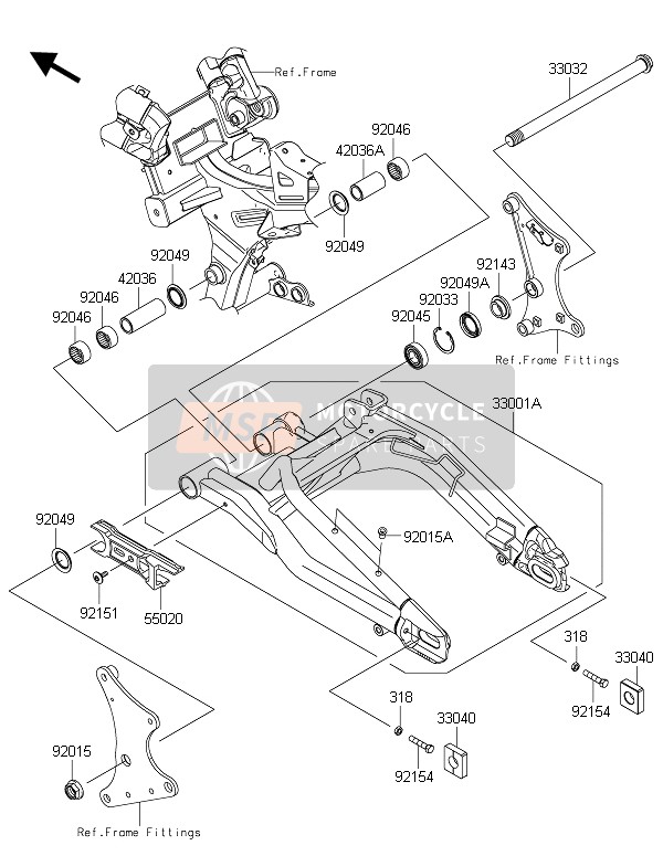 Kawasaki ER-6F ABS 2015 Brazo oscilante para un 2015 Kawasaki ER-6F ABS