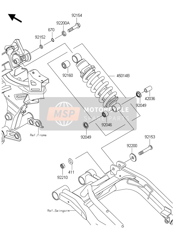 Kawasaki ER-6F ABS 2015 Sospensione & Ammortizzatore per un 2015 Kawasaki ER-6F ABS