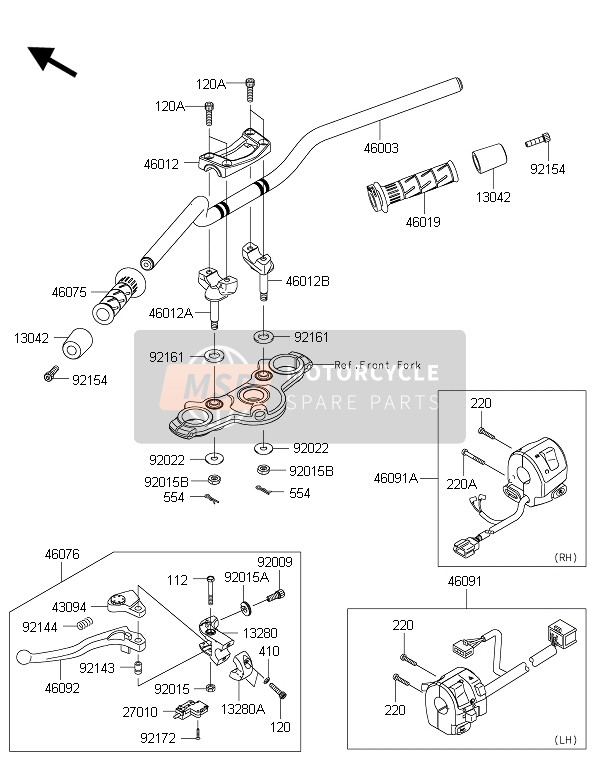 Kawasaki ER-6F ABS 2015 Manillar para un 2015 Kawasaki ER-6F ABS