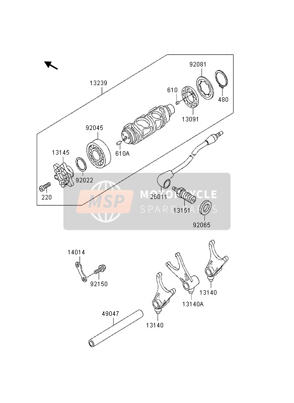 Kawasaki VN800 1995 Gear Change Drum & Shift Fork for a 1995 Kawasaki VN800