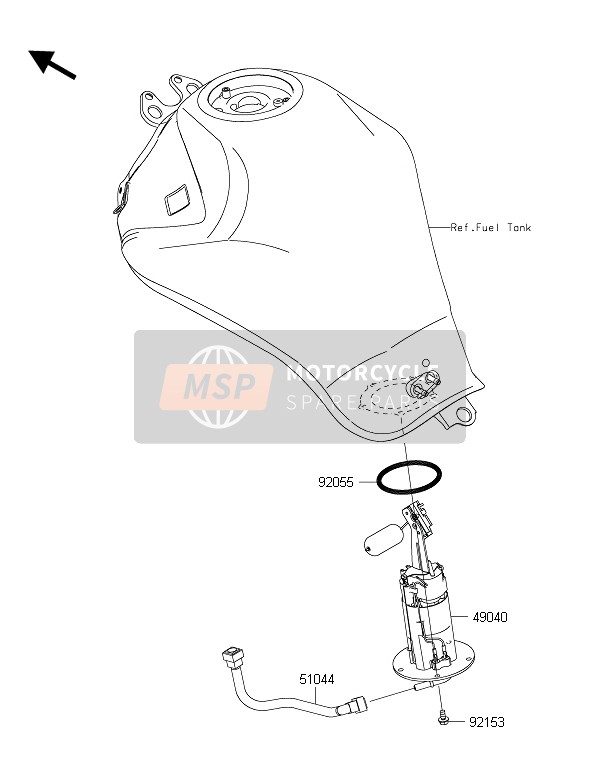 Kawasaki ER-6N ABS 2015 Bomba de combustible para un 2015 Kawasaki ER-6N ABS