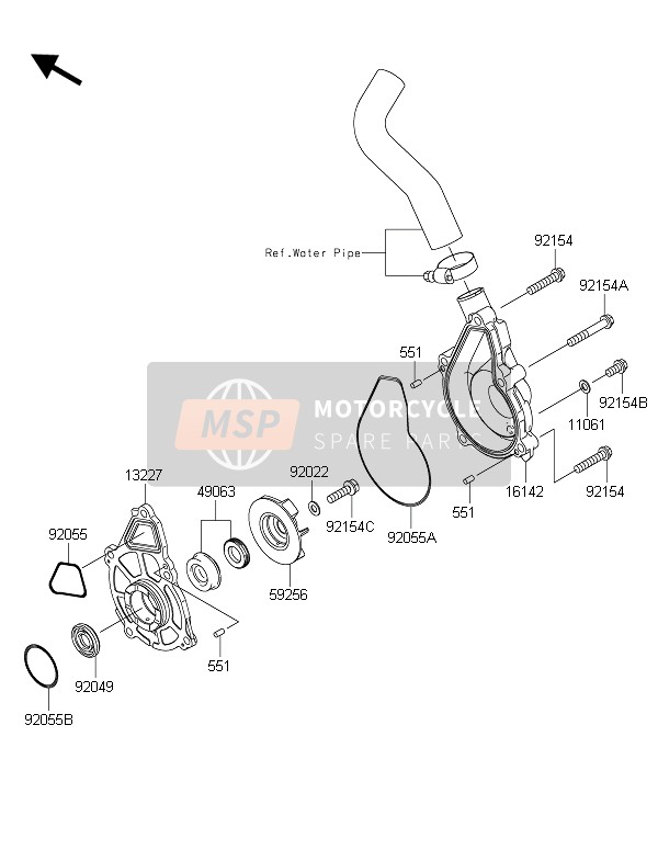 Kawasaki ER-6N ABS 2015 Water Pump for a 2015 Kawasaki ER-6N ABS