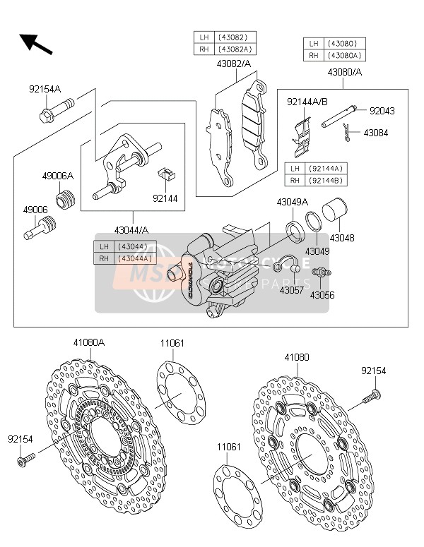 Kawasaki ER-6N ABS 2015 Freno anteriore per un 2015 Kawasaki ER-6N ABS