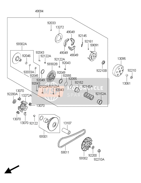 92043Y028, Pin,Roller Guide, Kawasaki, 0