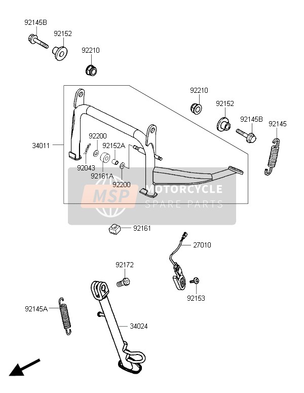 92145Y049, Spring,Side Stand, Kawasaki, 0