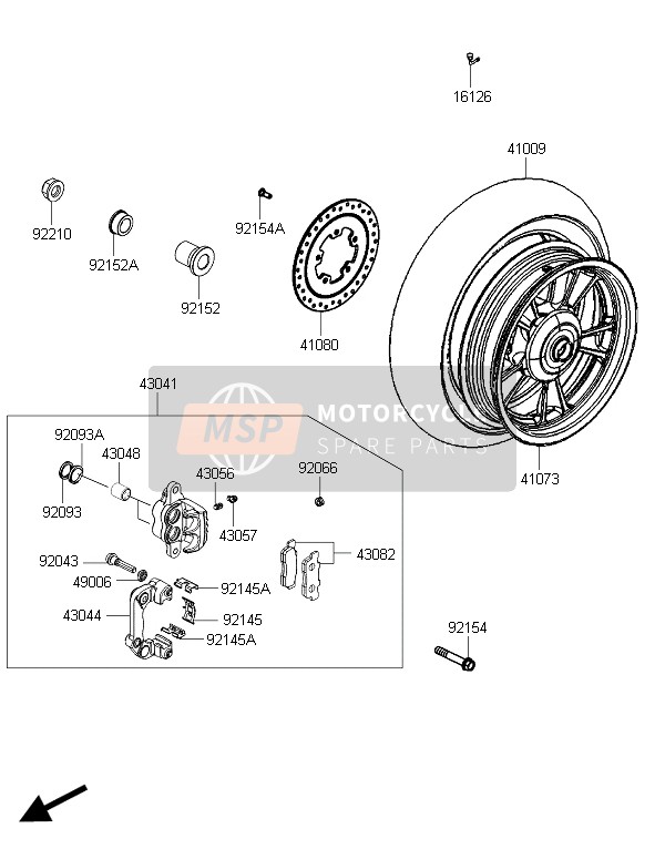 Kawasaki J300 2015 Buje trasero para un 2015 Kawasaki J300