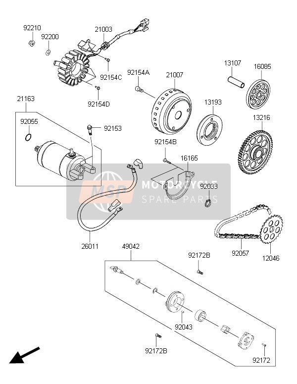 Kawasaki J300 ABS 2015 Generatore per un 2015 Kawasaki J300 ABS