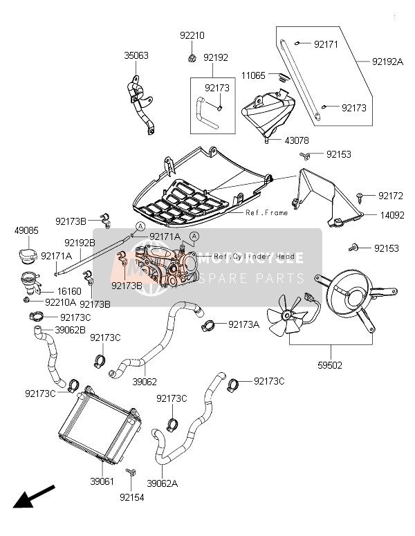 Kawasaki J300 ABS 2015 Radiator for a 2015 Kawasaki J300 ABS