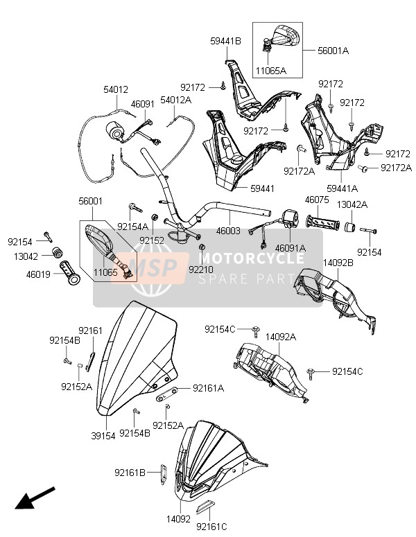 Kawasaki J300 ABS 2015 Manubrio per un 2015 Kawasaki J300 ABS