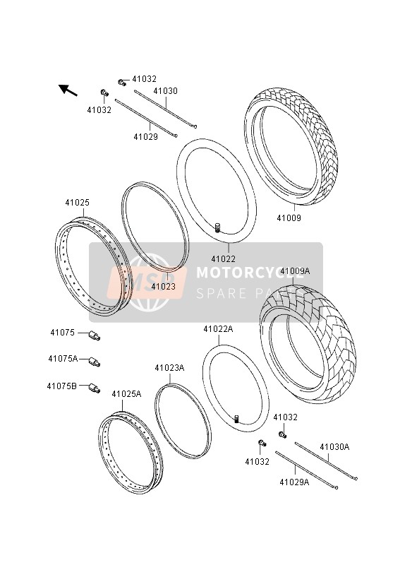 410291355, SPOKE-INNER, Fr, 222MMX, Kawasaki, 0