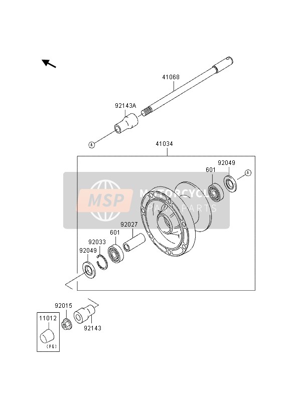 921431737, Collar,Fr Axle,Lh,L=47.5, Kawasaki, 1