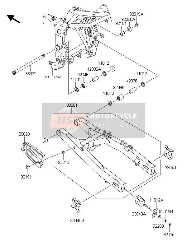 Kawasaki NINJA 250SL ABS 2015 Bras oscillant pour un 2015 Kawasaki NINJA 250SL ABS