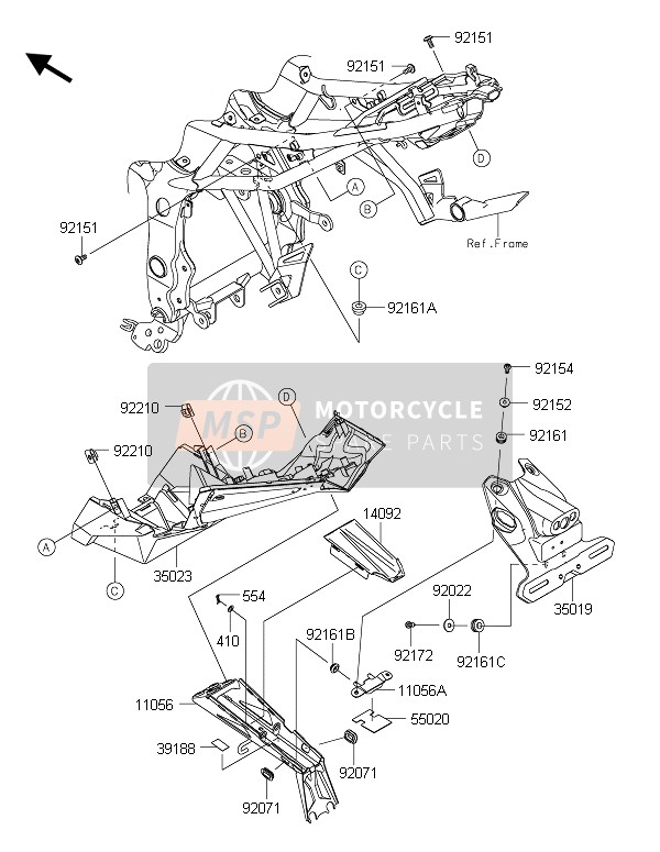 Kawasaki NINJA 250SL ABS 2015 Guardabarros trasero(S) para un 2015 Kawasaki NINJA 250SL ABS