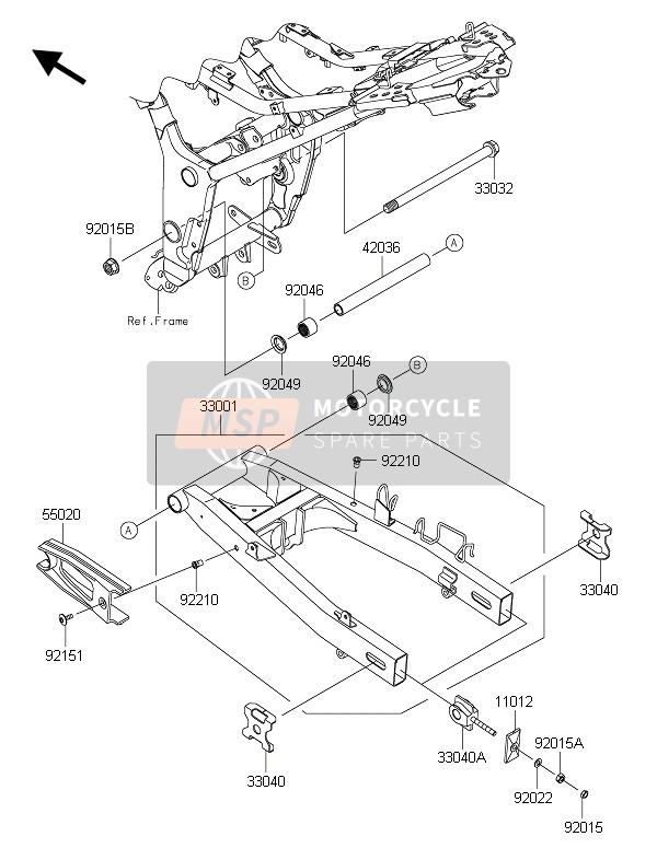 Kawasaki NINJA 300 2015 Swing Arm for a 2015 Kawasaki NINJA 300