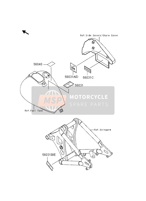 560511316, Mark,Fuel Tank,Lh, Kawasaki, 0