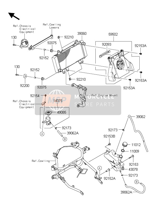 Kawasaki NINJA 300 ABS 2015 Radiateur pour un 2015 Kawasaki NINJA 300 ABS