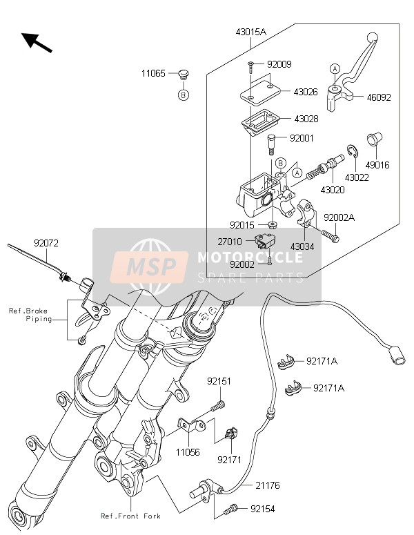 Kawasaki NINJA 300 ABS 2015 HAUPTZYLINDER VORNE für ein 2015 Kawasaki NINJA 300 ABS