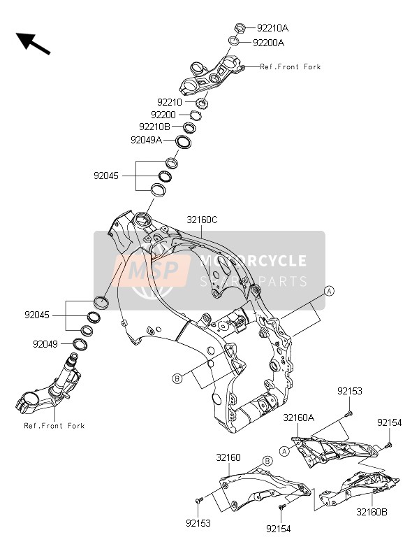 Kawasaki NINJA ZX-10R 2015 Frame for a 2015 Kawasaki NINJA ZX-10R