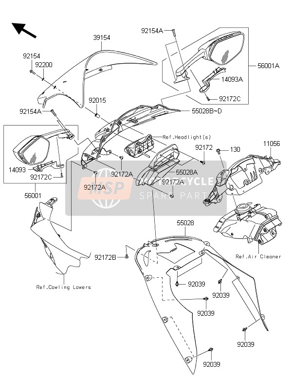 55028045851A, Cowling,Upp,D.Gray, Kawasaki, 0