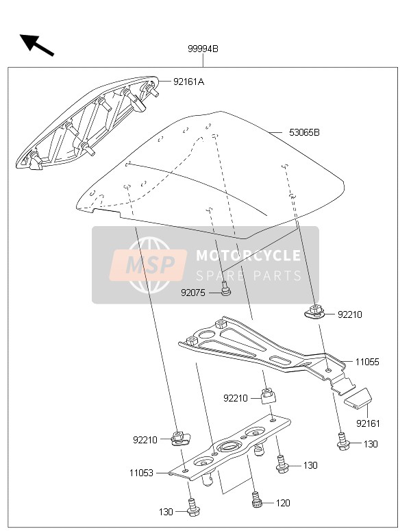 Kawasaki NINJA ZX-6R 2015 Accessoire (Housse de siège simple) pour un 2015 Kawasaki NINJA ZX-6R