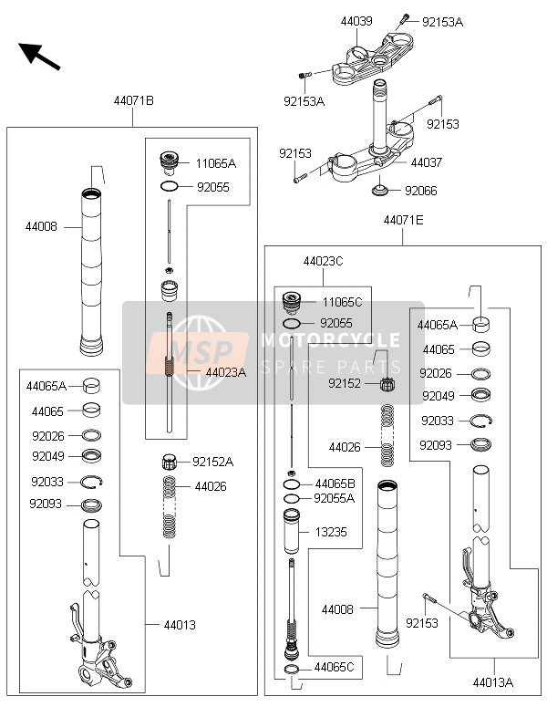 Kawasaki NINJA ZX-6R ABS 2015 Tenedor frontal para un 2015 Kawasaki NINJA ZX-6R ABS