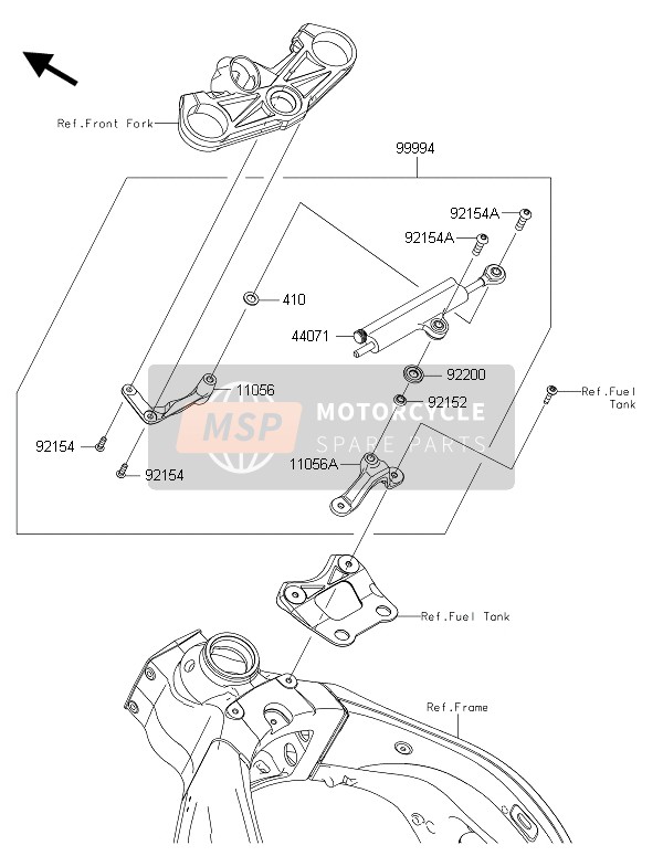 Kawasaki NINJA ZX-6R ABS 2015 Accesorio (Amortiguador de dirección) para un 2015 Kawasaki NINJA ZX-6R ABS