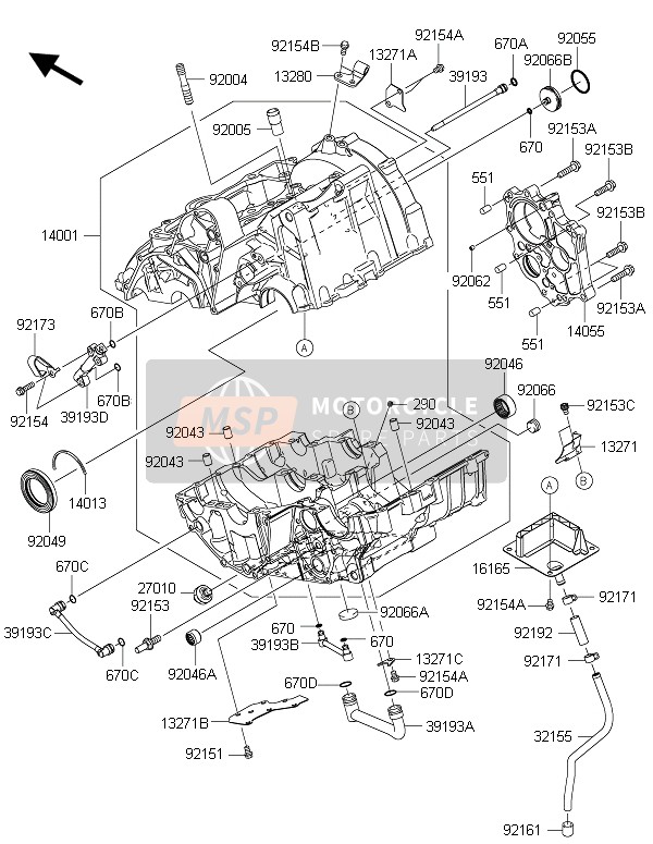 Kawasaki VERSYS 650 ABS 2015 Carter voor een 2015 Kawasaki VERSYS 650 ABS