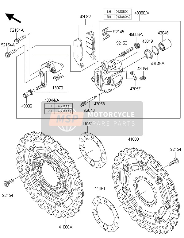 Kawasaki VERSYS 650 ABS 2015 Voor rem voor een 2015 Kawasaki VERSYS 650 ABS