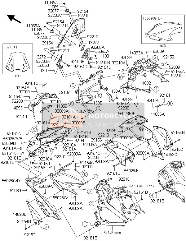 55028056345L, Cowling,Tank Side,Lh,F.Ebony, Kawasaki, 0