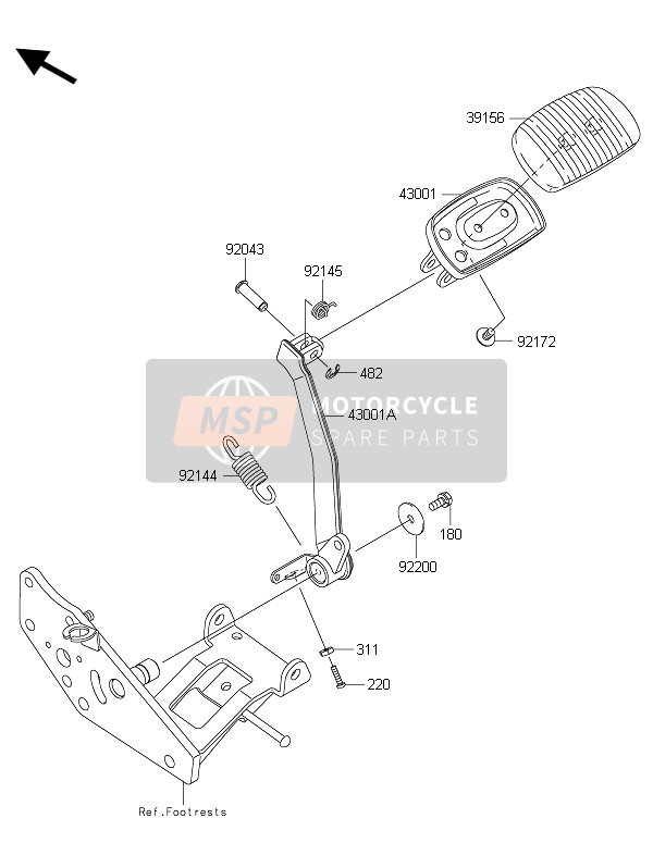 Kawasaki VULCAN 1700 NOMAD ABS 2015 Brake Pedal for a 2015 Kawasaki VULCAN 1700 NOMAD ABS