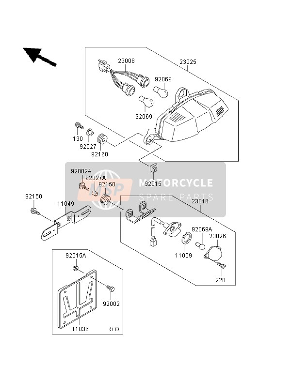 Kawasaki NINJA ZX-6R 1995 Tail Light for a 1995 Kawasaki NINJA ZX-6R