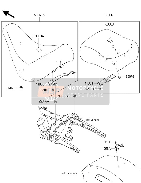 530035011MA, Leather,Rear Seat,Black VN1700, Kawasaki, 1