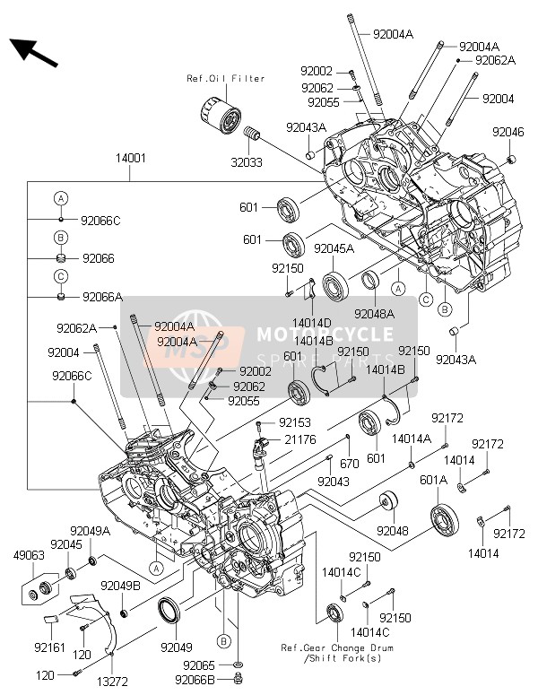 Kawasaki VULCAN 1700 VOYAGER ABS 2015 Crankcase for a 2015 Kawasaki VULCAN 1700 VOYAGER ABS