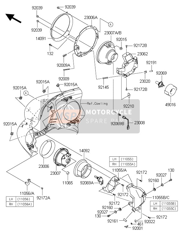 Kawasaki VULCAN 1700 VOYAGER ABS 2015 Faro(S) per un 2015 Kawasaki VULCAN 1700 VOYAGER ABS