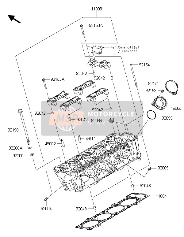 Kawasaki Z1000 2015 Cylinder Head for a 2015 Kawasaki Z1000