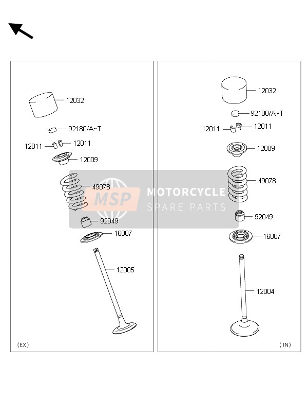 Kawasaki Z1000 2015 Valvulas para un 2015 Kawasaki Z1000