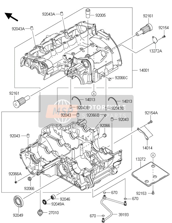 Kawasaki Z1000 2015 Crankcase for a 2015 Kawasaki Z1000