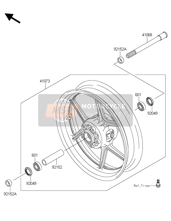 Kawasaki Z1000 2015 Front Hub for a 2015 Kawasaki Z1000