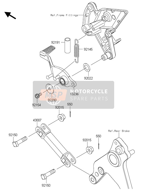 Kawasaki Z1000 2015 Pedal de freno para un 2015 Kawasaki Z1000