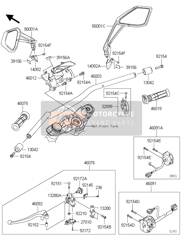 132800772, Holder, Clutch Lever, Kawasaki, 2