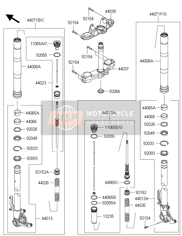 440080070499, PIPE-FORK Outer,A.Black, Kawasaki, 1