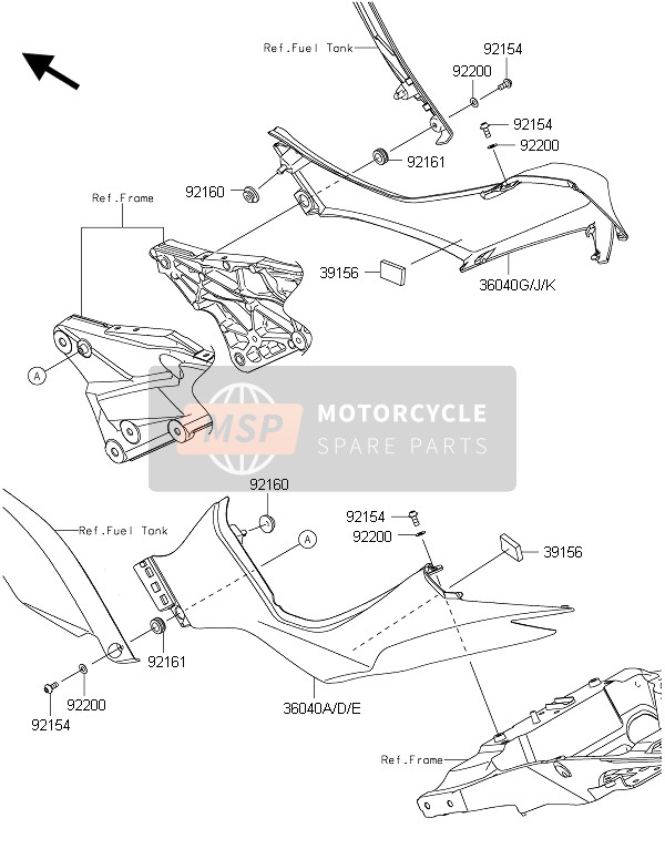 360410031660, COVER-TAIL, Lh, M.S.Black, Kawasaki, 0