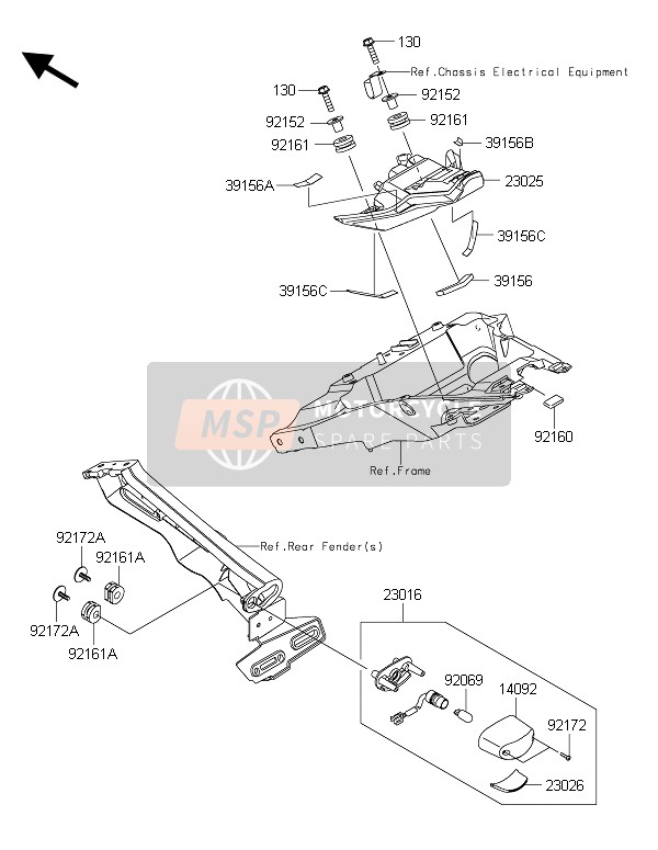 391561791, Pad,Tail Lamp,Rh, Kawasaki, 0