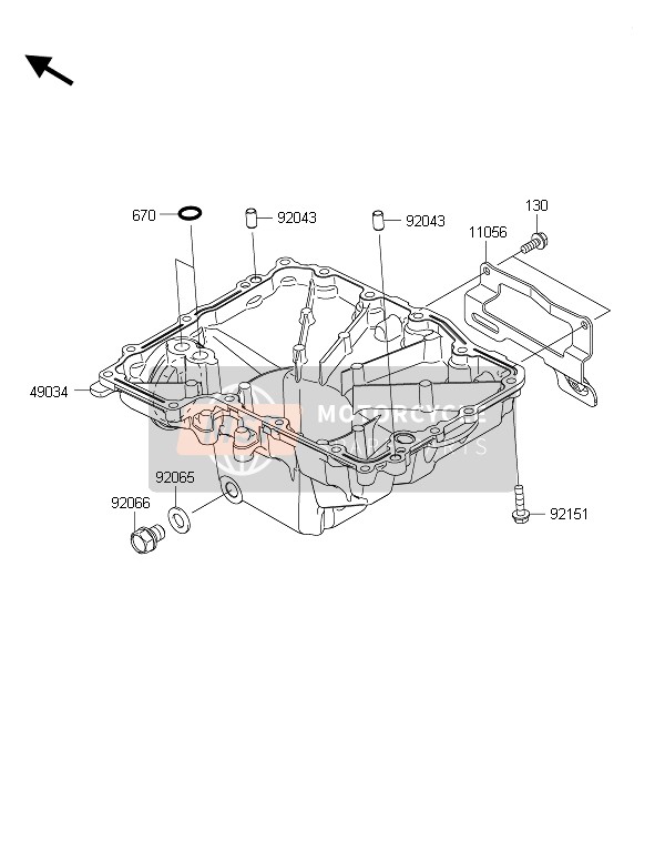 Kawasaki Z1000 ABS 2015 Oil Pan for a 2015 Kawasaki Z1000 ABS