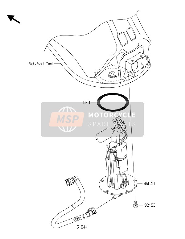 Kawasaki Z1000 ABS 2015 Benzine pomp voor een 2015 Kawasaki Z1000 ABS