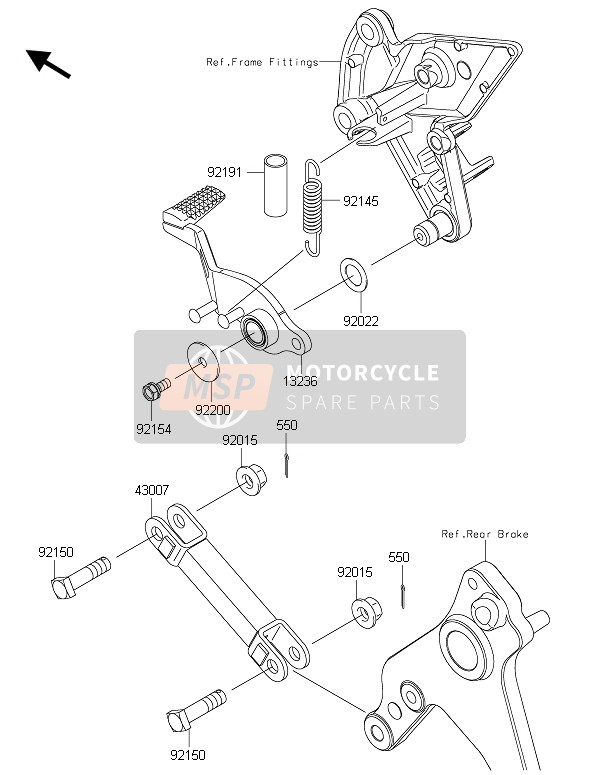 Kawasaki Z1000 ABS 2015 Pedal de freno para un 2015 Kawasaki Z1000 ABS