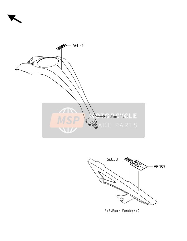 Kawasaki Z1000 ABS 2015 ETIKETTEN für ein 2015 Kawasaki Z1000 ABS